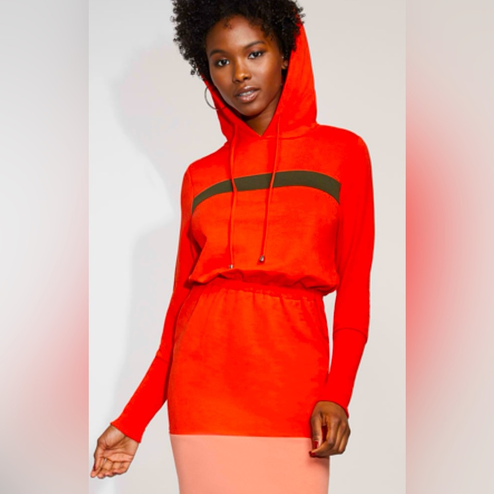 Gabrielle Union Color blocked hooded jersey midi dress NWT